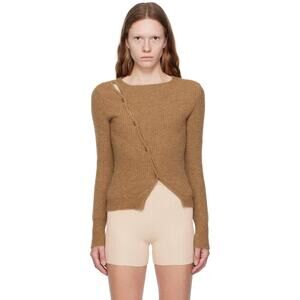 Jacquemus La Maille Pau Alpaca Wool Blend Ribbed Cardigan Italy Brown Size 40/L